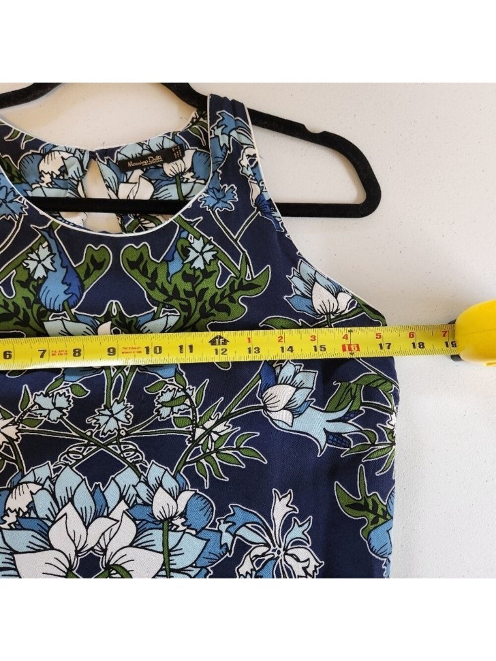 Massimo Dutti Blue Floral Sleeveless Midi Dress Summer Dressy Luxury Size 6 - Picture 8 of 12